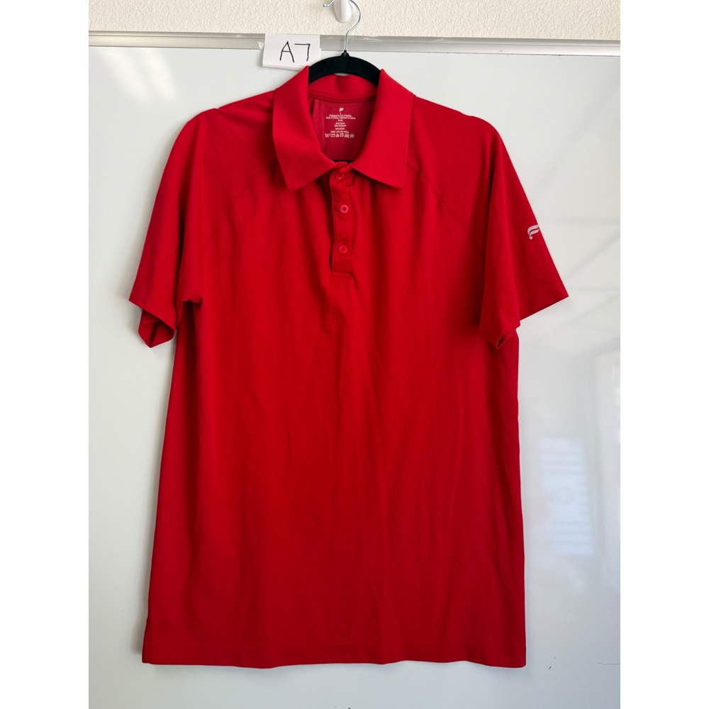 Fabletics Mens Red Short Sleeve Performance Polo Shirt Size Large RN134638